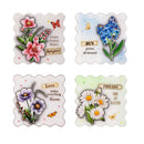 Hillside Pasture Magnet, Wood & Epoxy Floral Sentiment, Asst of 4, Display