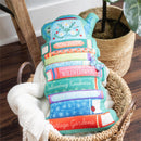 Cottage Garden Throw Pillow, Shaped, Stacked Books with Teapot, 10" x 16.5"