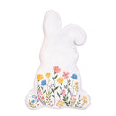 Hop Into Spring Throw Pillow, Shaped Floral Bunny, 16"X10"