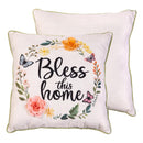 Hop Into Spring Throw Pillow, Bless this home, 18"x18"