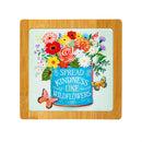 Cottage Garden Trivet Ceramic with Wood Frame, 8"