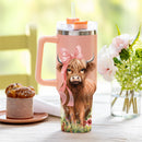 Hillside Pasture Highland Cow Tumbler Canyon Cup, Double Wall Stainless Steel w/ Straw, 40oz, Gift B