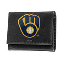 Milwaukee Brewers Black Tri-Fold Embroidered Wallet w/ RFID Blocking