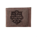 Indiana University, Div 1 Champs, Front Pocket Wallet, Brown