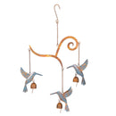 Cottage Garden Outdoor Hanging Decor, Metal Hummingbirds with Patina Finish