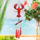 Blue Coastal Wind Chimr, Glass & Metal Lobster, 15"