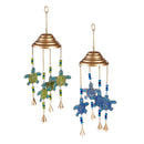 Blue Coastal Wind Chime, Beaded Turtle, 25", Asst of 2