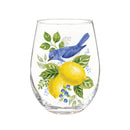Seaside Retreat Songbird Citrus Stemless Glass Wine, 17oz, Gift Box