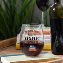 Just for Laughs Wine Glass Stemless, "My Book Club Has A Wine Problem", 17oz, Gift Box,