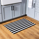 Black & White Horizontal Stripes Washable Mat 24"x36"