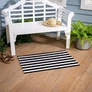 Black & White Horizontal Stripes Washable Mat 24"x36"