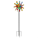 Cottage Garden Wind Spinner, Metal Colorful wheel Bloom, 73"H