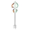 Cottage Garden Wind Spinner, Verdigris Ginkgo leaves Spinner, 90"H