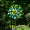 Cottage Garden Wind Spinner, Metal Petal Fan Wheel Wind Spinner, 75"H