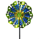 Cottage Garden Wind Spinner, Metal Petal Fan Wheel Wind Spinner, 75"H