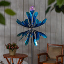 Cottage Garden Wind Spinner Metal Twin Bloom Solar Wind Spinner, 75"H