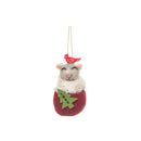 Cat In Stocking W/Cardinal Fabric Orn