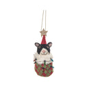 Cat In Stocking W/Star Fabric Orn