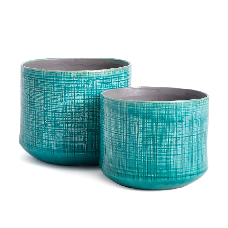 Napa Home Garden, SERGE POTS ,SET OF 2 TEAL,yg406grl