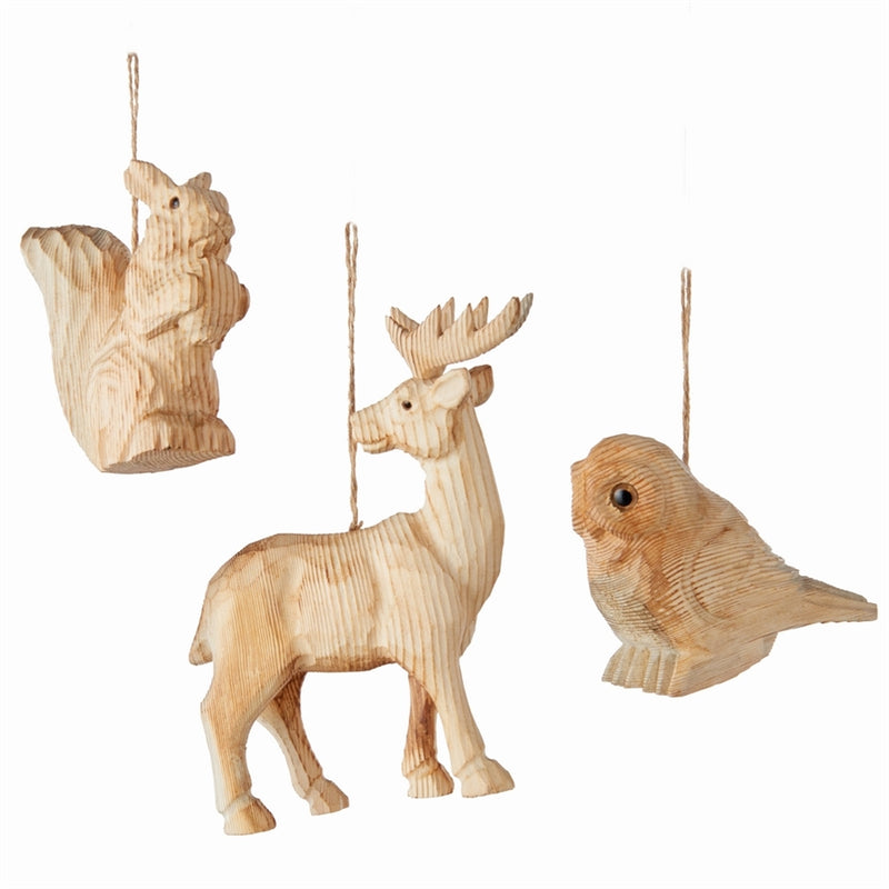 Napa Home Garden, WOODEN WOODLAND CREATURE ORNS ,SET OF 3,z4054na