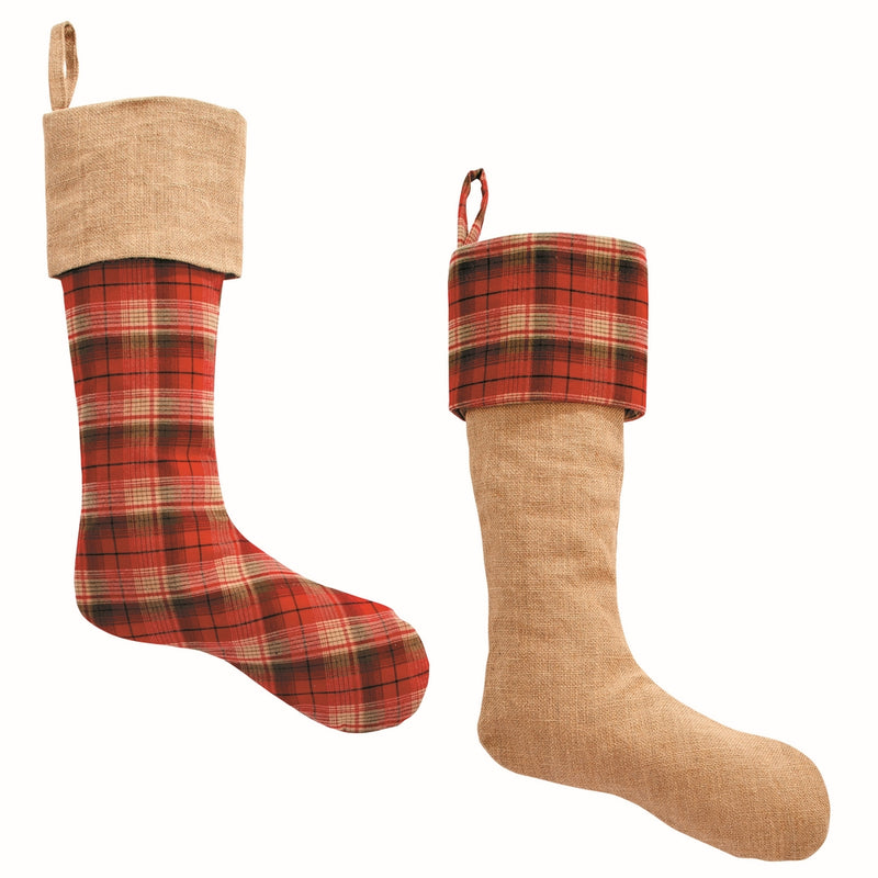 NAPA Home & Garden, PLAID & BURLAP STOCKINGS, SET OF 2,Z4543RDM