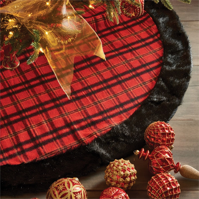 Napa Home Garden, PLAID & FAUX FUR 54" TREE SKIRT,z4549bkr