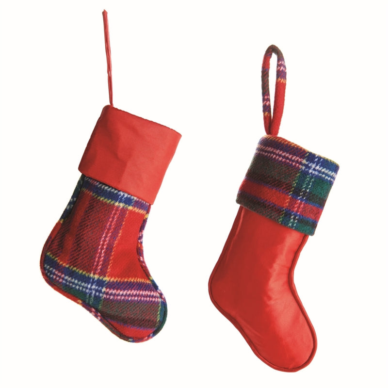 Napa Home Garden, TARTAN PLAID MINI STOCKING ORN ,SET OF 2,z5235rd