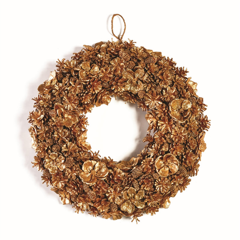 Napa Home Garden, GILDED PINE CONE WREATH 19",z6127gd