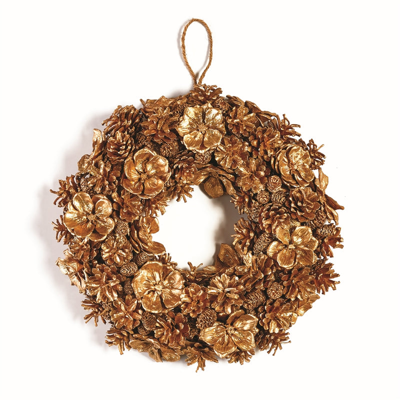 Napa Home Garden, GILDED PINE CONE WREATH 15",z6128gd