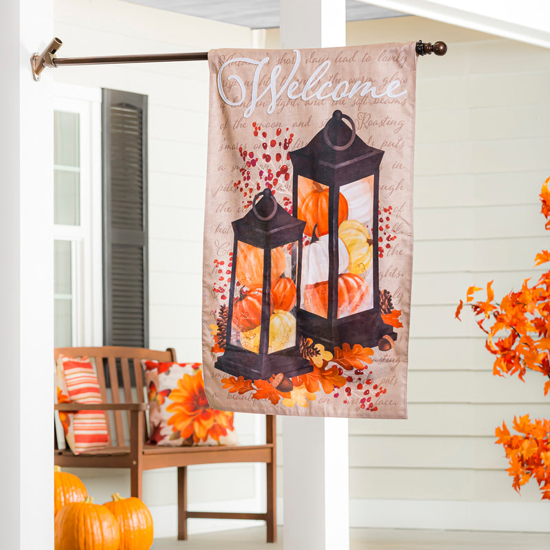 Pumpkin Lanterns House Burlap Flag,13b10501