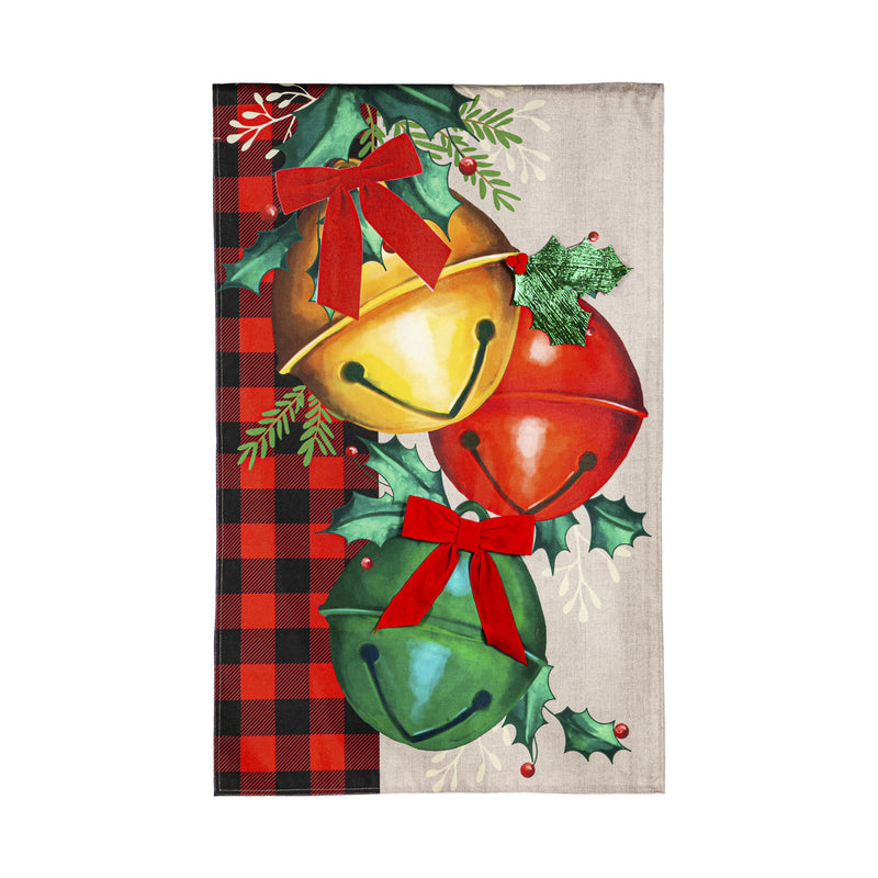 Christmas Bell Trio House Burlap Flag,13b10585