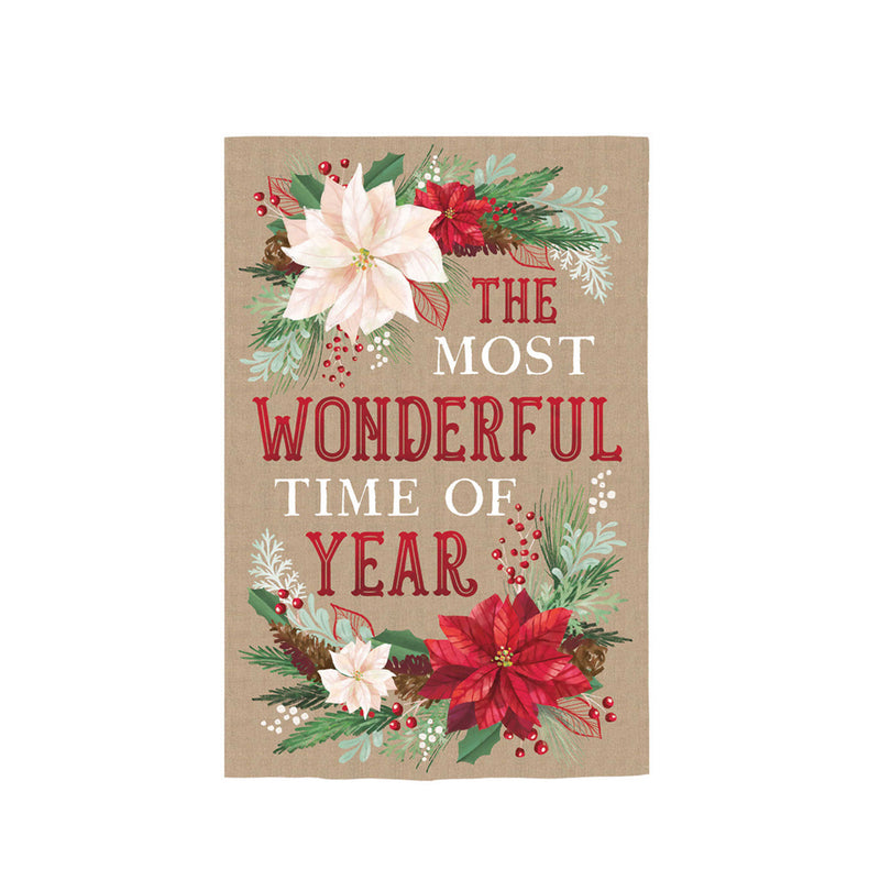 The Most Wonderful Time of the Year Burlap House Flag,13b11237