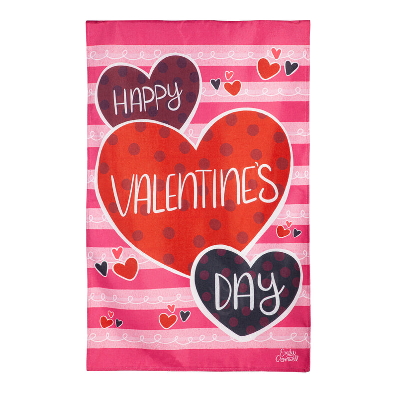 Happy Valentine's Day Hearts Burlap House Flag,13b11486