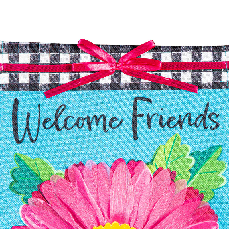 Welcome Friends Daisy Burlap House Flag,13b11783