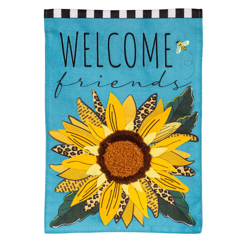 Welcome Friends Leopard Sunflower Burlap House Flag,13b11977