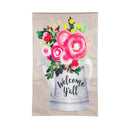 (Meadow Creek)Welcom Y'all Floral Can, House Burlap,13b9938