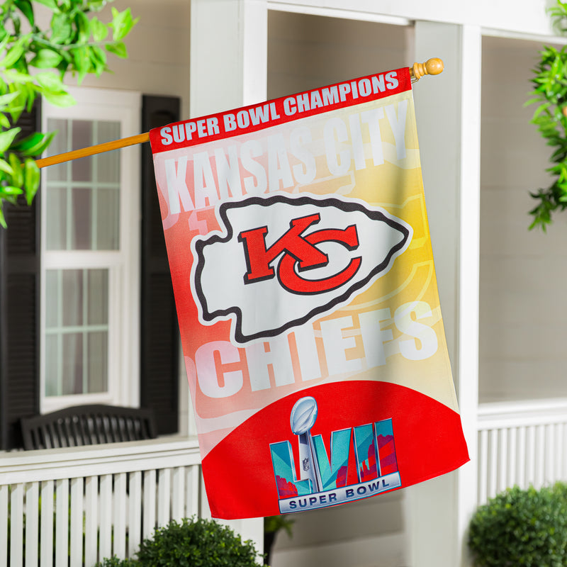 Embossed Suede Flag, SB57, Champions, House Size, Kansas City Chiefs,13es3815s57