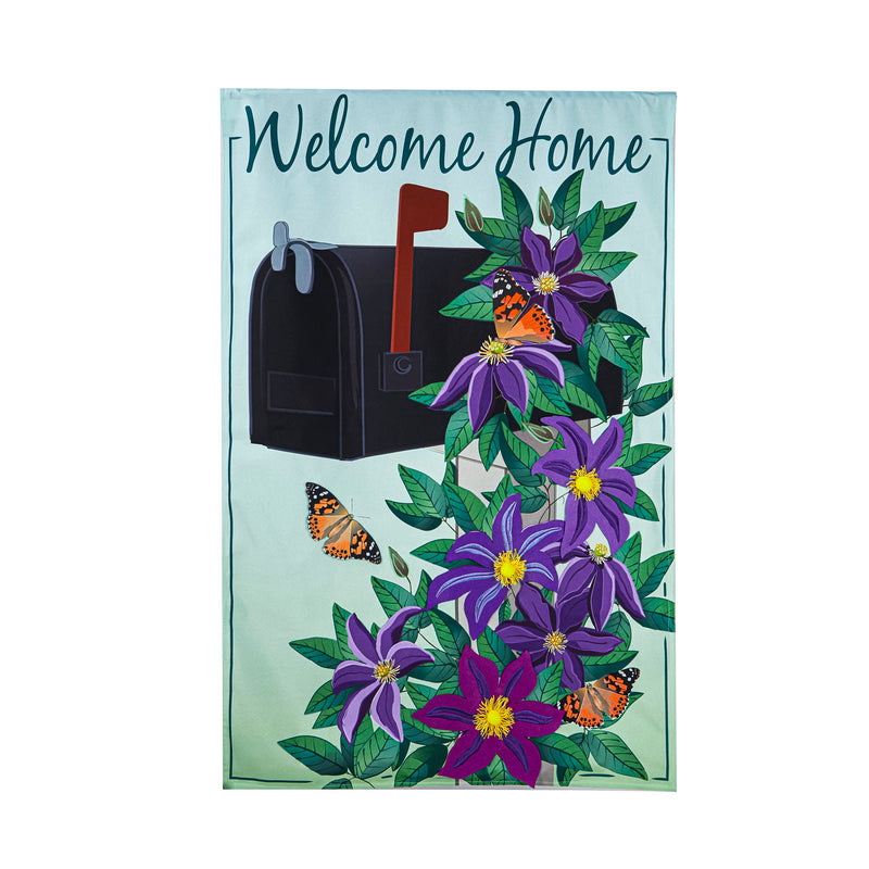 Home Clematis Mailbox House Linen Flag,13l10311