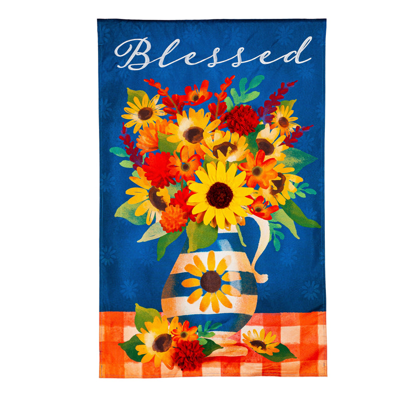 Blessed Floral Arrangement House Linen Flag,13l11070