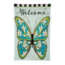 Floral Butterfly Welcome  Linen House Flag,13l11754