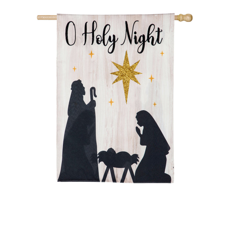 Nativity Silhouette House Linen Flag,13l9385