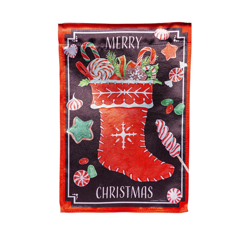 Merry Christmas Stocking Lustre House Flag,13lu12166