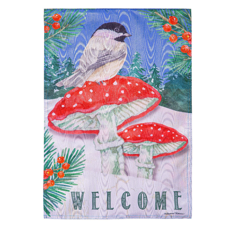 Chickadee and Winter Moire House Flag,13m12168