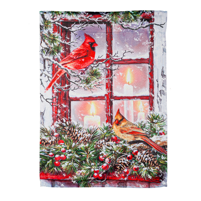 Cardinals in the Window Suede House Flag,13s10548