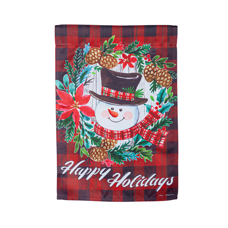 Happy Christmas Snowman Suede House Flag,13s10818