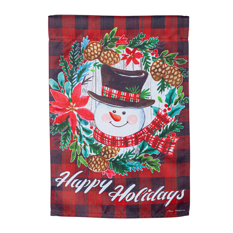 Happy Christmas Snowman Suede House Flag,13s10818