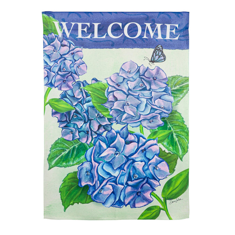 Welcome Garden Hydrangeas Suede House Flag,13s11248