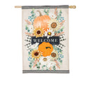 Autumn Floral Swag House Burlap Flag,13b9398bl