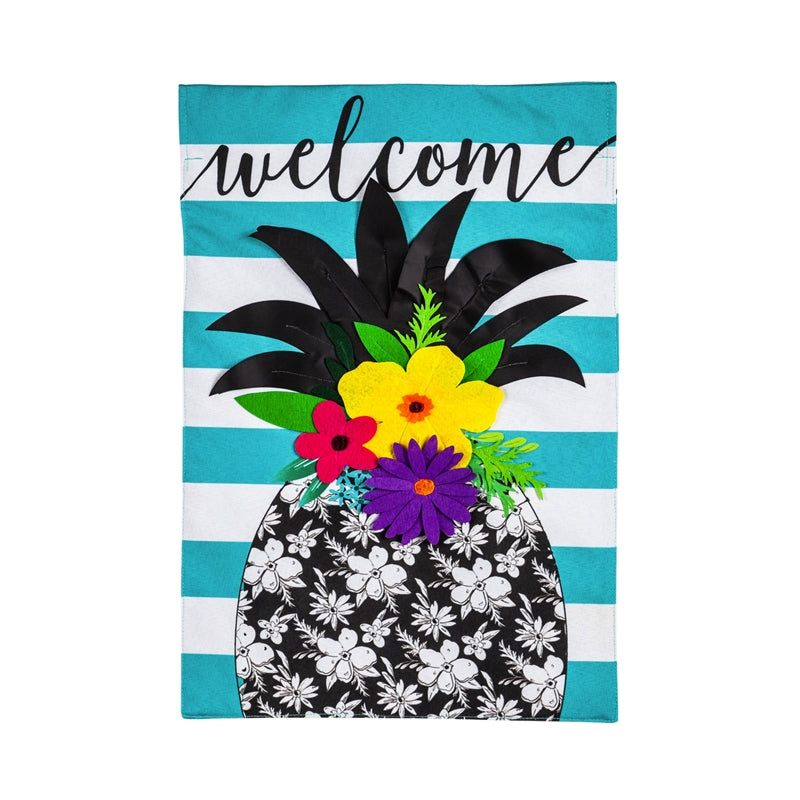 Floral Pineapple Stripe House Linen Flag,13l9876