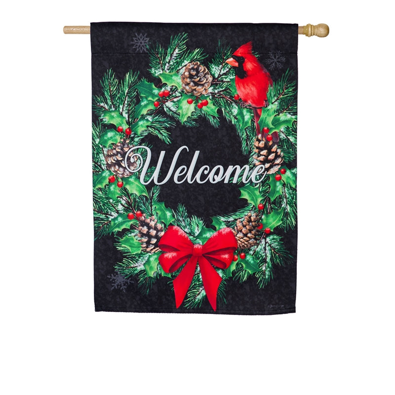 Winter Welcome Wreath House Suede Flag,13s9242